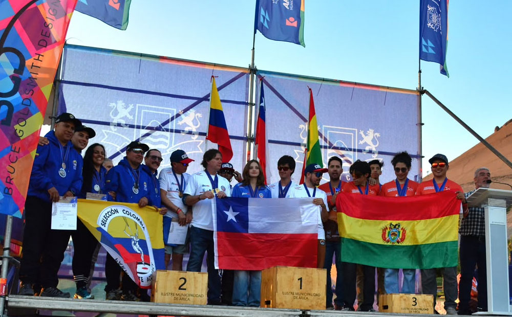 Podium par équipes du championnat panaméricain de précision à Arica, avec le Chili à la première place